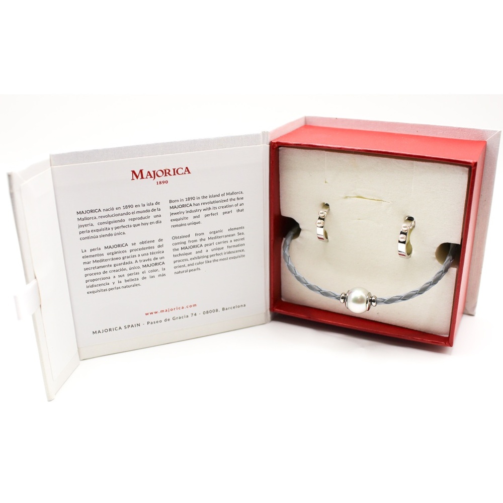 NWOT Majorica Pearl Braided choker necklace and hoop earrings set